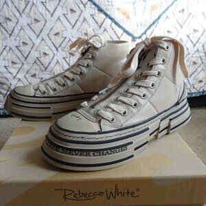 *NEW* Rebecca White Antithesis Platform Sneakers, Nude, Size EU 36
